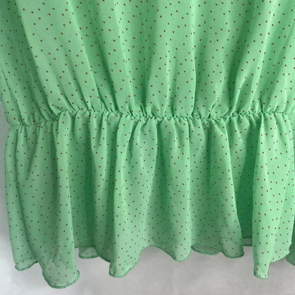 Francescas Collections Vneck Sheer Peplum Waist Polka Dot Blouse Sz MD - Picture 4 of 8